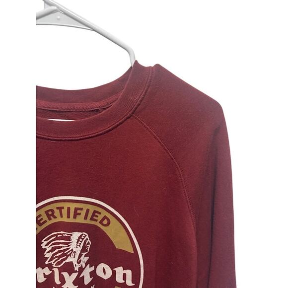 Brixton Crewneck Sweatshirt Red Maroon Gold Indian Head Logo Men's Large - Picture 2 of 7